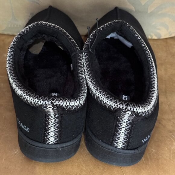 Vance XL Wheeler Black Suede Slip-On House Slippers Non-Slip Rubber Sole Stitch - Picture 9 of 10